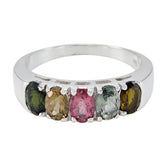 Tourmaline Penta French 925 Silver multicolor Gemstones Classic Retro Band Jewelry