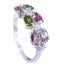Tourmaline Hexa Japanese 925 Silver multicolor Gemstones Dainty Modern Ring Jewellery