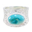 Turquoise Solitaire African Sterling Silver Blue Gemstone Essential engravings Ring Jewelry
