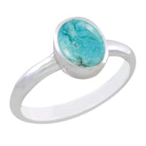 Turquoise Solitaire Korean Silver Blue Gemstones Delicate Glamorous Ring Jewellery