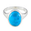 Turquoise Solitaire Russian 92.5 Silver Blue Gemstone Minimal Ethnic Ring Jewelry