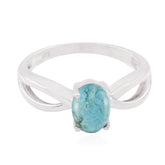 Turquoise Solitaire Japanese 925 Sterling Silver Blue Gems Delicate Feminine Ring Jewelry