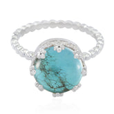 Turquoise Solitaire Indian Sterling Silver Blue Gems Slim Romantic Ring Jewelry