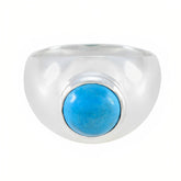 Turquoise Solitaire Russian Silver Blue Gemstone Eye catching Contemporary Ring Jewellery