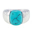 Turquoise Solitaire African 925 Silver Blue Gemstone Eye catching Armor Ring Jewelry