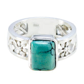 Turquoise Solitaire Egyptian 925 Silver Blue Gemstone Mid weight Art Deco Band Jewelry