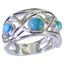 Turquoise Trilogy German Silver Blue Gemstone Mid weight Modern Ring Jewellery