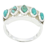 Turquoise Penta French 925 Silver Blue Gemstones Slim Trendy Ring Jewelry