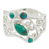 Turquoise quarter Middle Eastern 925 Silver Blue Gemstone Essential Filigree Ring Jewellery