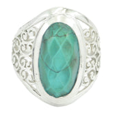 Turquoise Solitaire Spanish Silver Blue Gemstone Mid weight Filigree Ring Jewellery