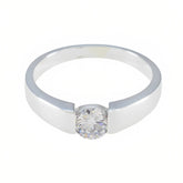 Cubic zirconia CZ Solitaire Russian 925 Sterling Silver White Gems Slim Romantic Ring Jewellery
