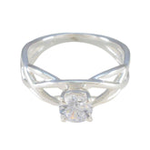 Cubic zirconia CZ Solitaire German Sterling Silver White Gemstone Slim Glamorous Ring Jewelry