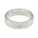 Cubic zirconia CZ Solitaire Moroccan Sterling Silver White Gemstone Mid weight Romantic Band Jewelry