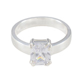 Cubic zirconia CZ Solitaire African Silver White Gems Classic Trendy Ring Jewelry
