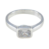 Cubic zirconia CZ Solitaire German 925 Silver White Gemstone Featherlight Abstract Ring Jewelry