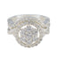 Cubic zirconia CZ Halo French Sterling Silver White Gems Classic Glamorous Ring Jewellery