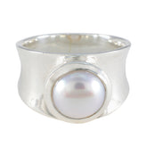 Pearl Solitaire German Sterling Silver White Gems Edgy Armor Band Jewelry