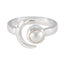 Pearl Solitaire German Sterling Silver White Gems Slim Moon & Sun Ring Jewellery
