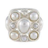 Pearl Navratna German Sterling Silver White Gemstones Chunky Victorian Ring Jewelry