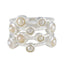 Pearl multiple Russian 925 Sterling Silver White Gemstones Versatile Trendy Ring Jewellery