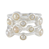 Pearl multiple Russian 925 Sterling Silver White Gemstones Versatile Trendy Ring Jewellery