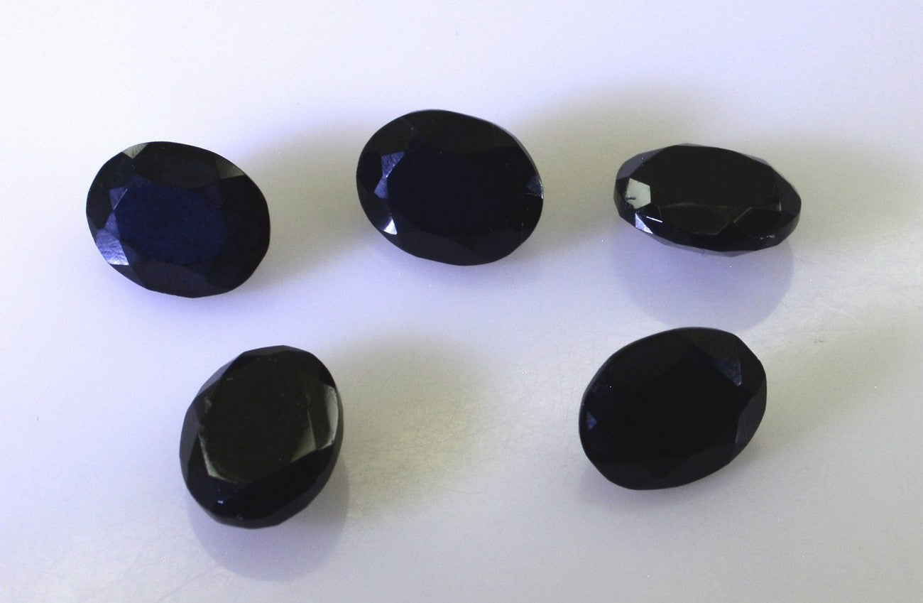 Black Onyx 10PC Tiny 3x5 MM Oval Faceted Black Polished Semi
