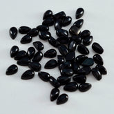 Black Onyx 10PC Tiny 3x5 MM Pear Cabochon Black Fine semi Precious Loose Gemstone