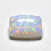 Created Opal 1PC Small 6x8 MM Emerald Cabochon White Lustrous semi Precious Loose Gemstone