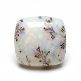 Dendrite Opal 1PC Large 10x10 MM Cushion Cabochon White Sparkling semi Precious Semi Precious Gemstone