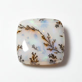 Dendrite Opal 1PC Small 8x8 MM Cushion Cabochon White Fiery semi Precious Loose Gemstone