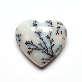 Dendrite Opal 1PC Large 11x11 MM Heart Cabochon White Fiery semi Precious Loose Gemstone