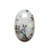 Dendrite Opal 1PC Medium 7x10 MM Oval Cabochon White Genuine semi Precious Loose Gems