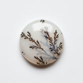 Dendrite Opal 1PC Large 10x10 MM Round Cabochon White Sparkling semi Precious Loose Gemstone