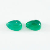 Green Onyx 1PC Small 7x9 MM Pear Cabochon Green Lustrous semi Precious Gems