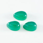 Green Onyx 1PC Small 6x9 MM Pear Cabochon Green Luster semi Precious Precious Gemstone