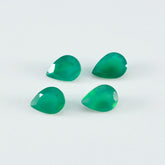 Grüner Onyx, 1 Stück, mittelgroß, 7 x 10 mm, birnenförmig, facettiert, grün, poliert, lose Halbedelsteine