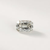 Moissanit 1 Stück, mittelgroß, 7 x 14 mm, Baguette, facettiert, weiß, poliert, künstliche lose Edelsteine