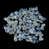 Rainbow Moonstone 10PC Tiny 3x5 MM Pear Cabochon White Splendid semi Precious Gems