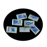 Regenbogen-Mondstein, 1 Stück, klein, 5 x 10 mm, Baguette, facettiert, weiß, hochwertige, lose Halbedelsteine