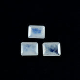Rainbow Moonstone 1PC Medium 8x10 MM Emerald Faceted White Splendid Semi Precious Gems