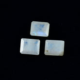 Rainbow Moonstone 1PC Large 8x12 MM Emerald Faceted White Lustrous Semi Precious Loose Gemstone
