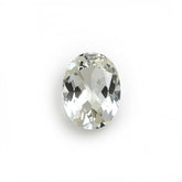 Weißer Topas, 1 Stück, grob, 12 x 16 mm, oval, facettiert, weißer Glanz, Halbedelsteine, lose Edelsteine