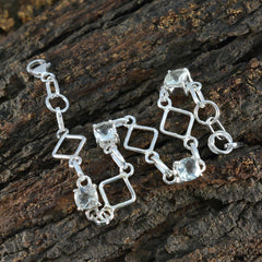 Green Amethyst Coffee Day Delicate Light Green Silver Links Bracelet with elegant geometric design