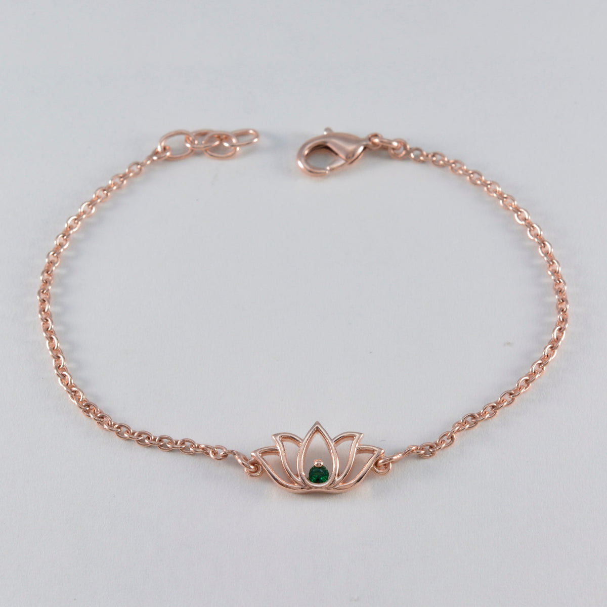 riyo elegante braccialetto in argento sterling 925 placcato oro rosa per donna braccialetto con smeraldi cz braccialetto con castone e braccialetto con ciondolo a forma di amo da pesca.