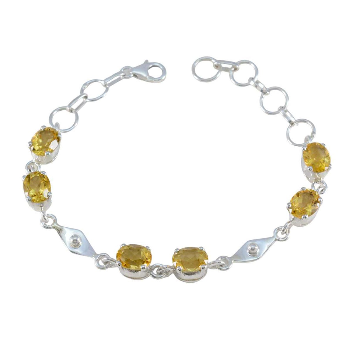braccialetto riyo personalizzato in argento sterling 925 per donna braccialetto con citrino braccialetto con montatura a punta con braccialetto a maglie con amo da pesca misura l 6-8,5 pollici.