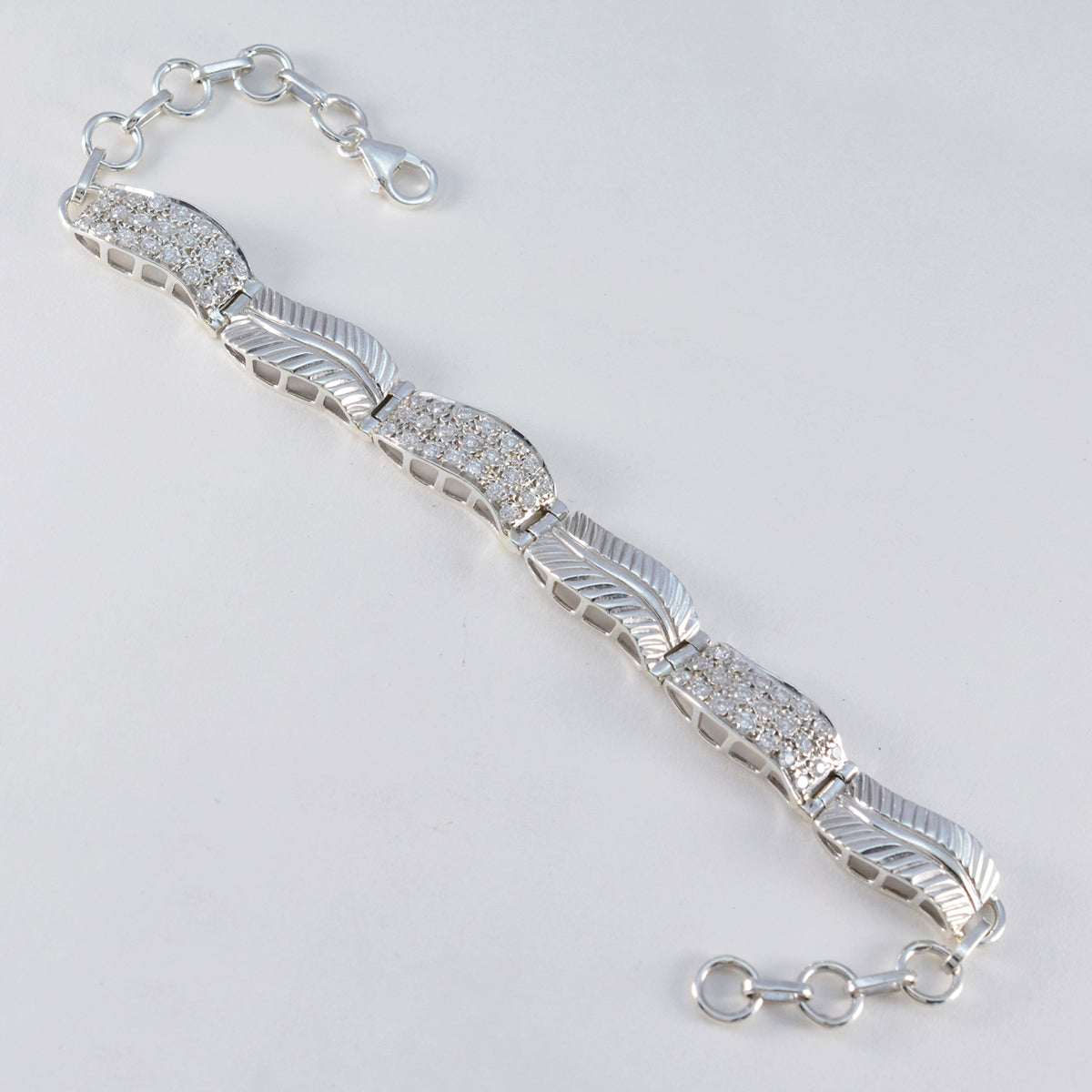 riyo adorabile braccialetto in argento sterling 925 per ragazze braccialetto bianco con cz braccialetto con castone con braccialetto a maglie con amo da pesca misura l 6-8,5 pollici.