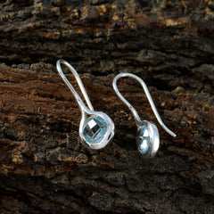 Riyo Spunky Sterling Silver Earring For Femme Blue Topaz Earring Bezel Setting Blue Earring Dangle Earring