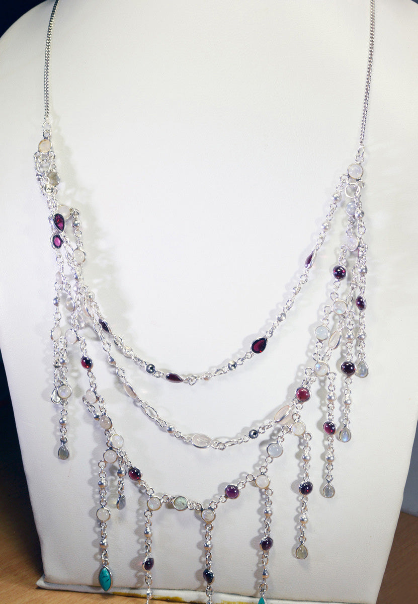 suppiler 925 solid sterling silver resplendent natural multi necklace gift uk