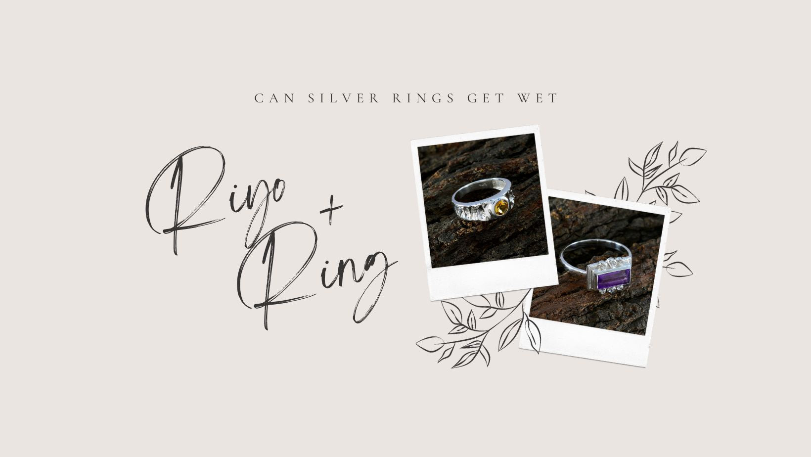 Stylish silver rings displayed on a rustic background addressing the question Can Silver Rings Get Wet