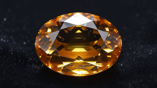 Close-up of a sparkling citrine loose gemstone showcasing its vibrant yellow color and clarity for wholesale buyers